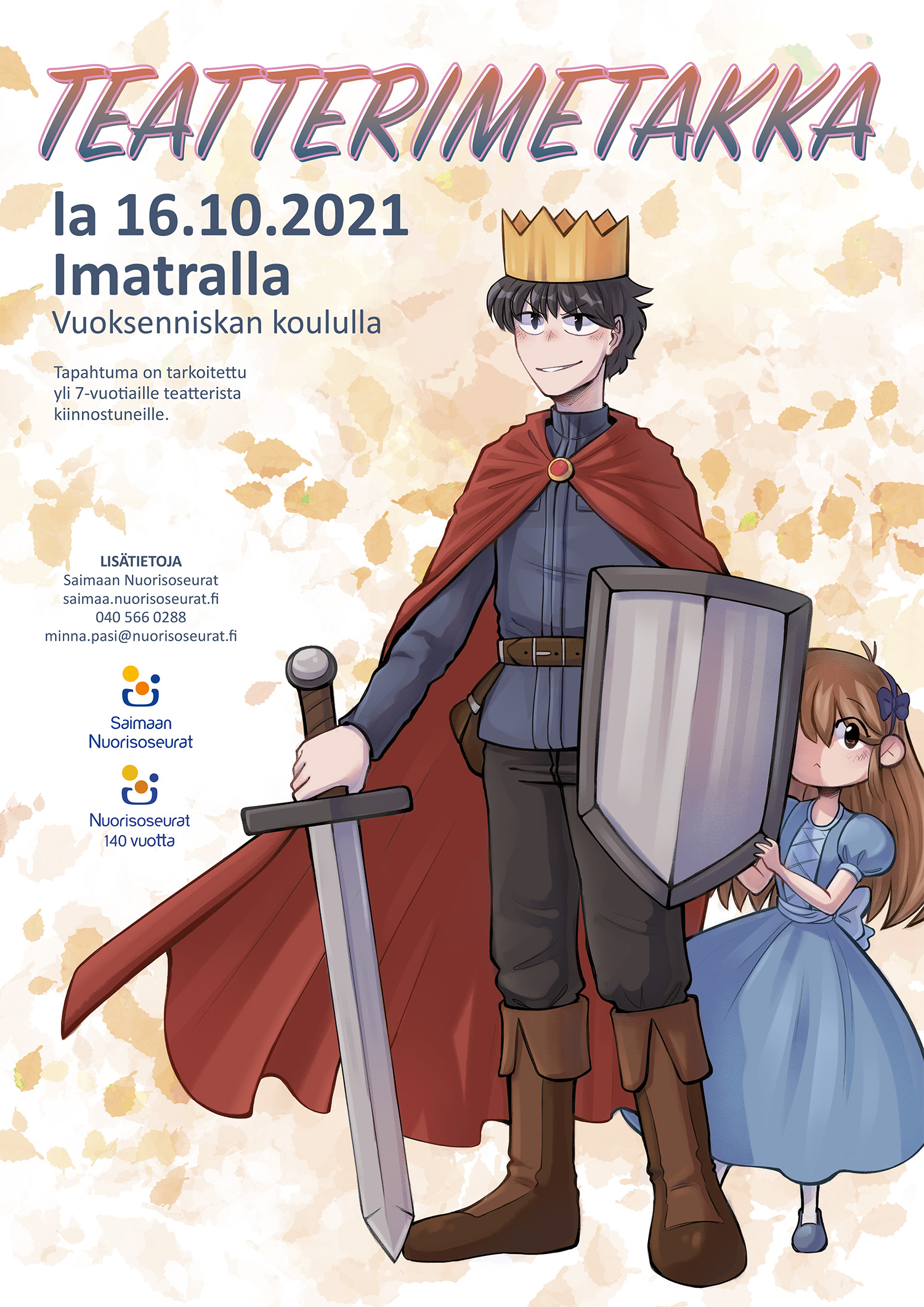 Teatterimetakka 2021 Teatterimetakan julisteessa nuori prinssi ja arka pikku prinsessa.