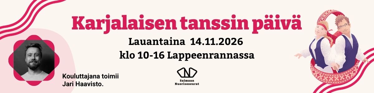 Karjalaisen tanssin päivä 14.11.2026 Lappeenrannassa.